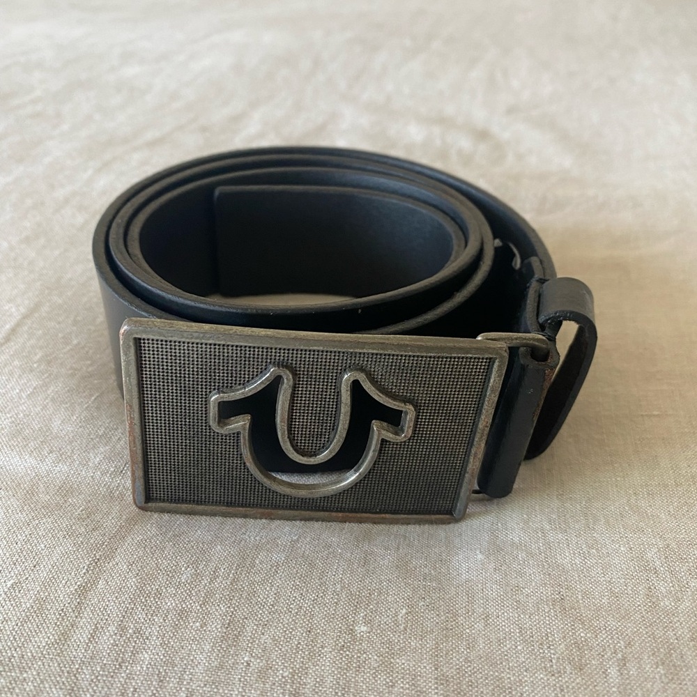 Mens True religion belt, as good as new, 34-36 inch waist.
